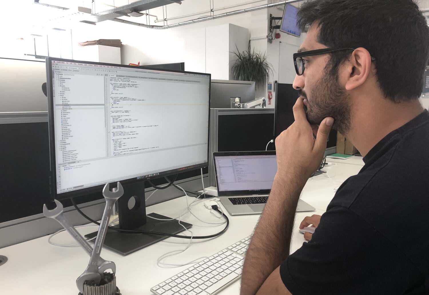 Developer looking at screen.