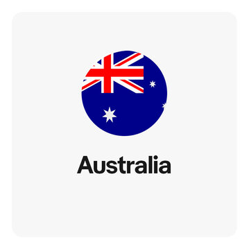 Round icon showing flag of Australia.