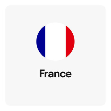 Round icon showing flag of France.