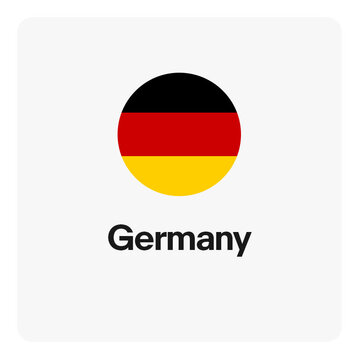 Round icon showing flag of Germany.
