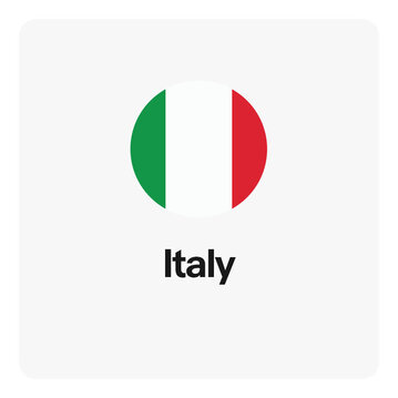 Round icon showing flag of Italy.