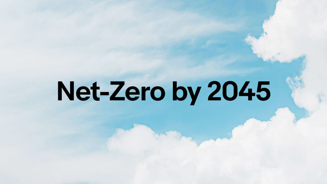 A graphic that reads “Net-Zero by 2045”