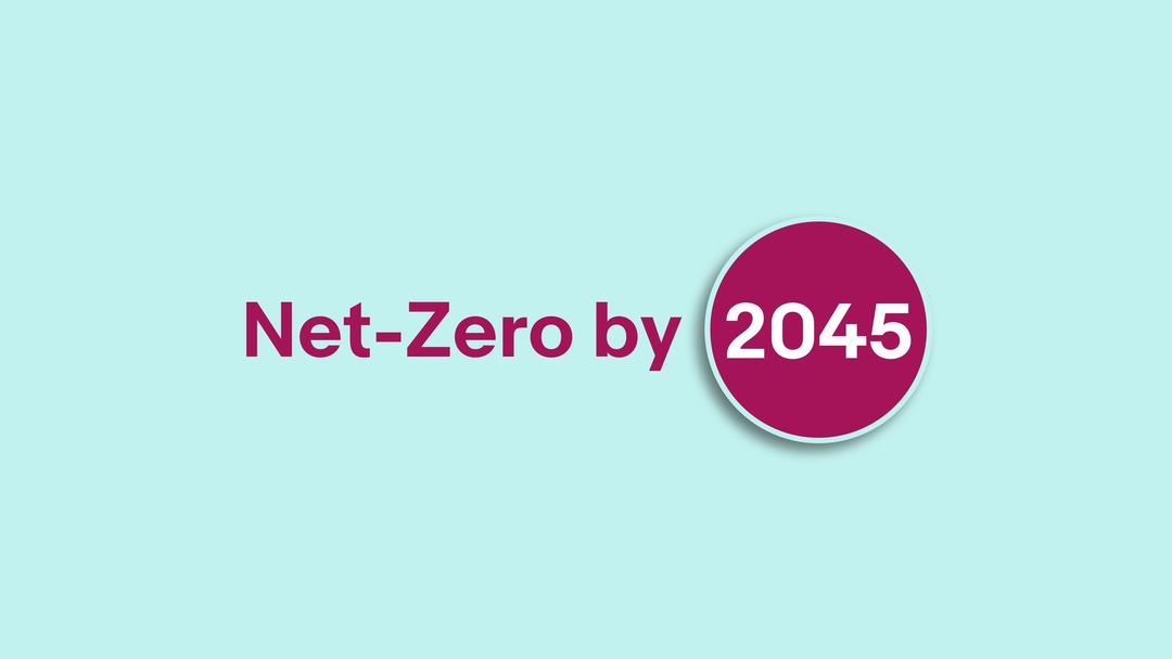 A graphic that reads “Net-Zero by 2045”