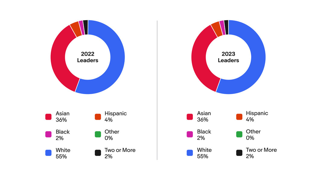 Race & Ethnicity: US, Leaders chart. A detailed description of this chart can be found below.