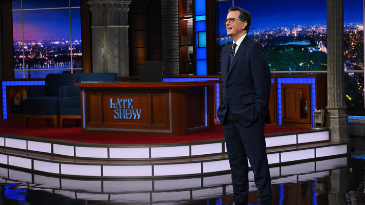 The Late Show with Stephen Colbert and during Thursday’s May 21, 2026 show. Photo: Scott Kowalchyk ©2026 CBS Broadcasting Inc. All Rights Reserved.